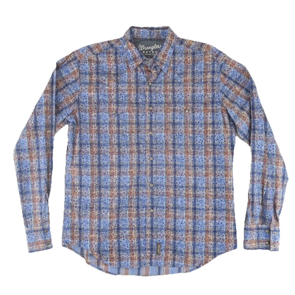 Wrangler Retro Premium Pearl Snap Western Shirt Mens Large Bandana Print - Picture 1 of 11